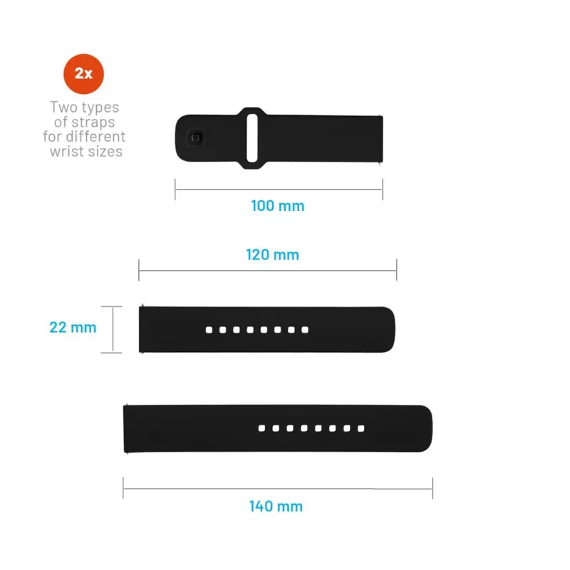 FIXED Silikone rem til Smartwatch Universal 22 mm Sort - 8016127