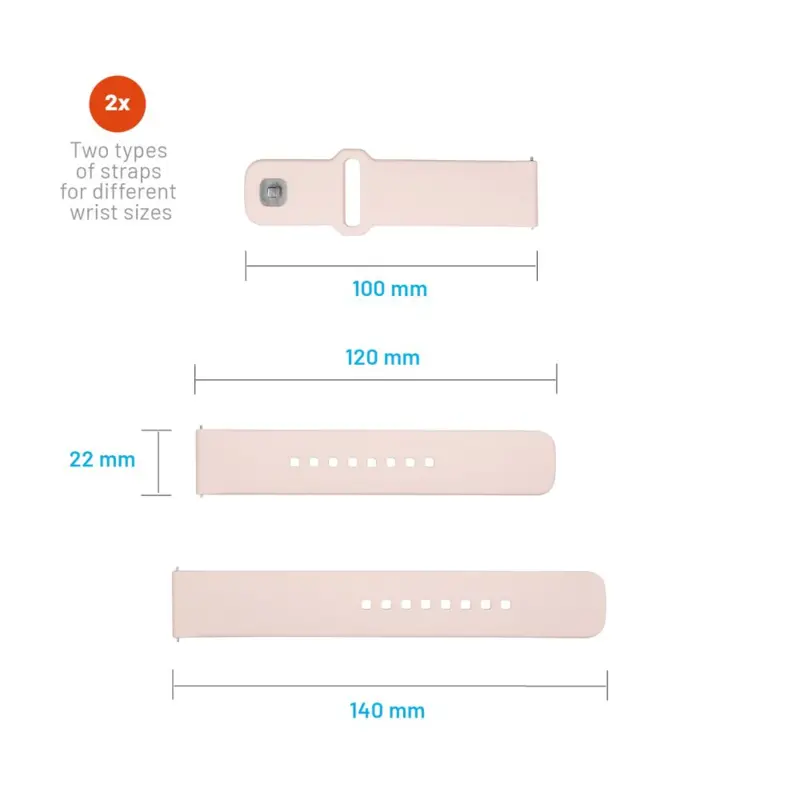 FIXED Silikone rem til Smartwatch Universal 22mm Lyserød - 8016130