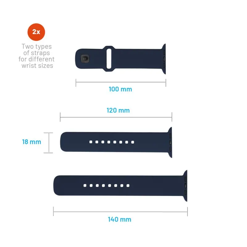 FIXED Silikone rem SET til Apple Watch 42/44/45mm Blå - 8016133