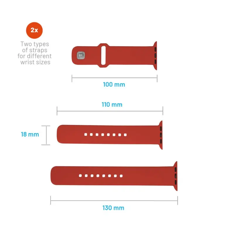 FIXED Silikone rem SET til Apple Watch 38/40/41mm Rød - 8016139