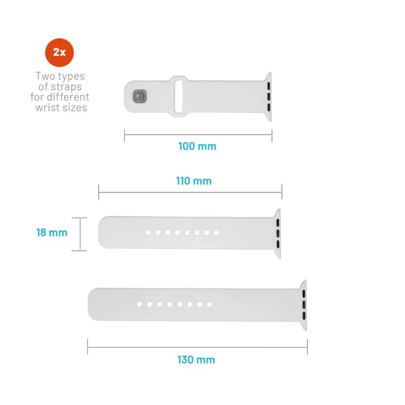 FIXED Silikone rem SET til Apple Watch 38/40/41mm Hvid - 8016141
