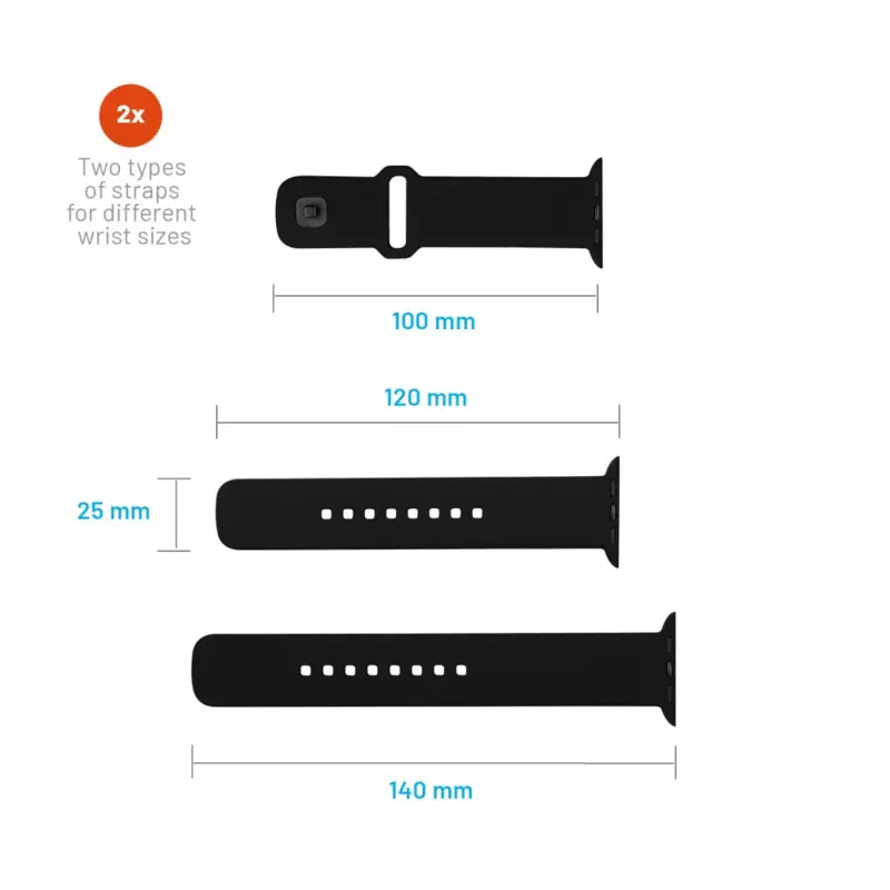 FIXED Silikone rem SET til Apple Watch Ultra-2/49mm Sort - 8016142