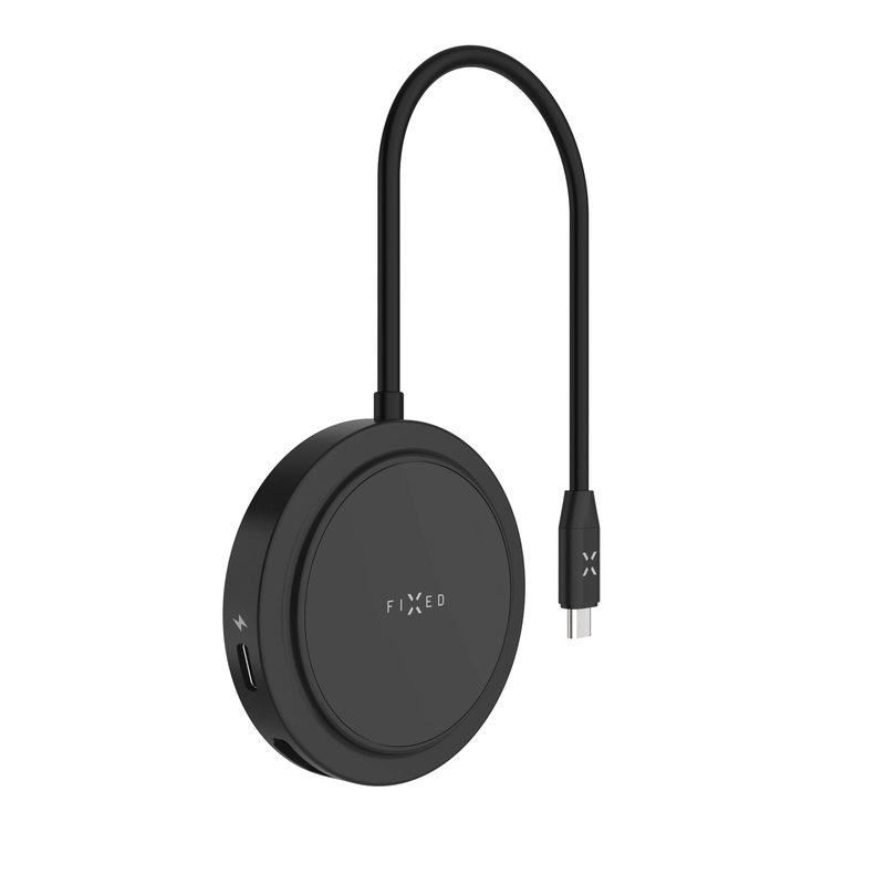 FIXED MagHub 7 i 1 USB-C HUB 4K & trådløs opladning Sort - 8016457