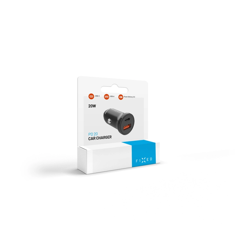 FIXED Hurtig Biloplader 20W USB-C PD/USB-A Sort - 8016460
