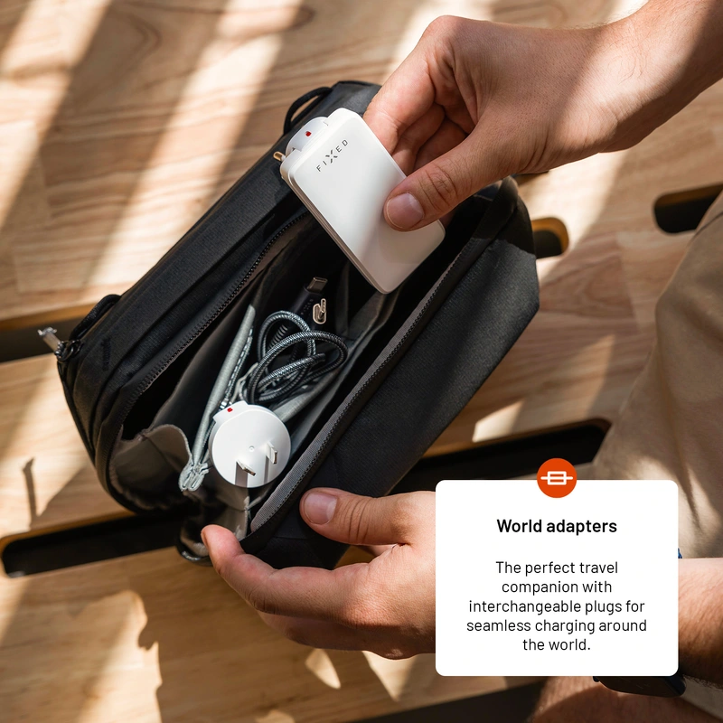 FIXED Slank rejseoplader 2x USB-C 45W EU/UK/USA/AUS Hvid - 8016583