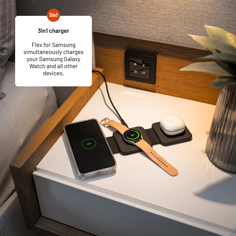 FIXED Flex Samsung 3i1 Vikbar trådløs oplader Sort - 8016793