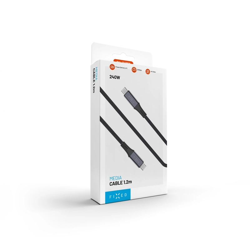 FIXED ARMOR USB 4.0 240W USB-C/C 20Gpbs kabel 1.2m Grå - 8016866