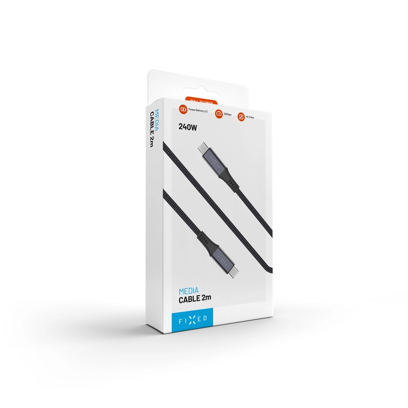 FIXED ARMOR USB 4.0 240W USB-C/C 20Gpbs kabel 2m Grå - 8016867