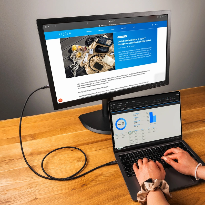 FIXED ARMOR USB 4.0 240W USB-C/C 20Gpbs kabel 2m Grå - 8016867