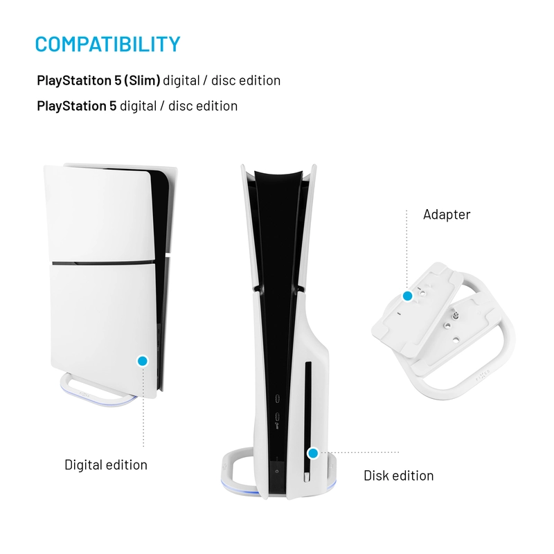 Fixed LED multi lys Stander til PS5/PS5 Slim Hvid - 8017008