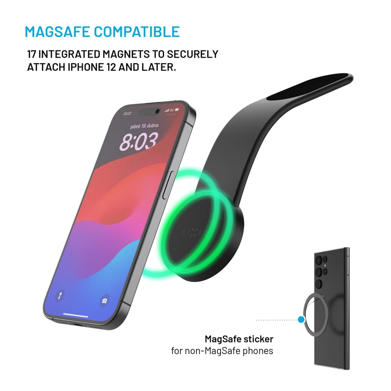 FIXED MagFloppyTelefonholder til Dashboard Sort - 8017285