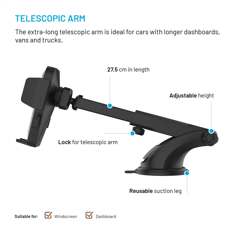FIXED Iconiq XXL Telefonholder Forrude/Dashboard Sort - 8017366
