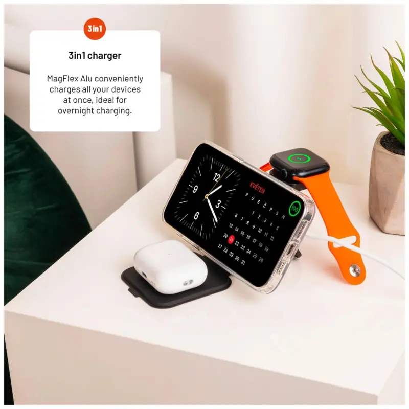 FIXED MagFlex Alu 3i1 Vikbar trådløs oplader stativ - 8017373