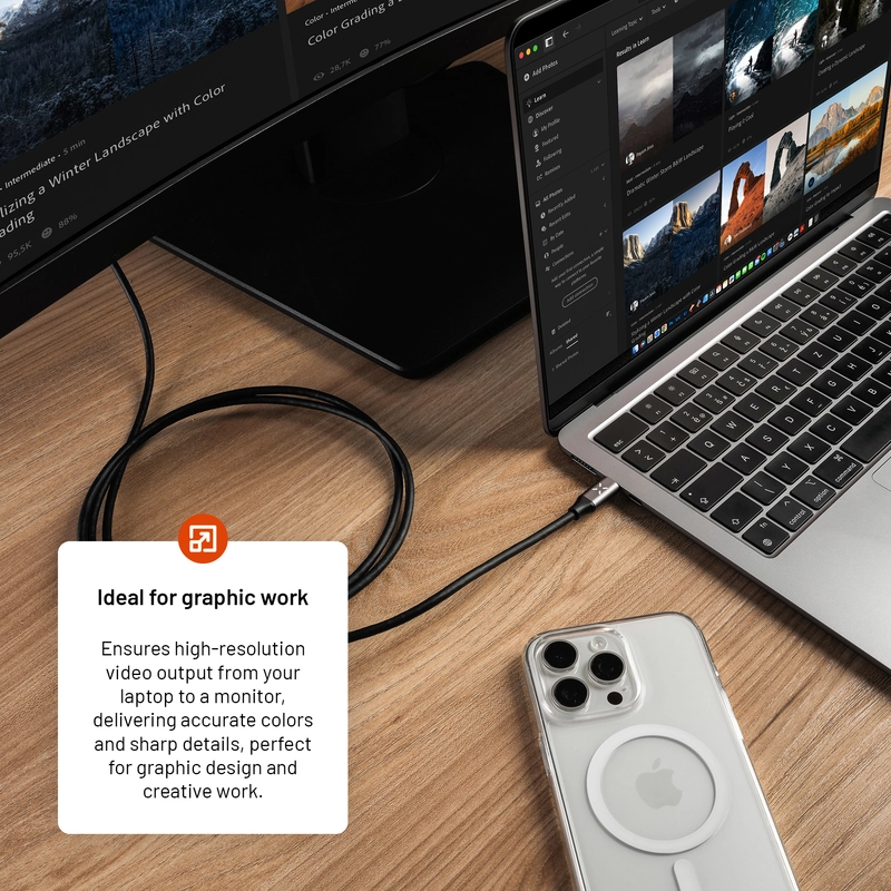 FIXED USB-C / HDMI 4K/60Hz USB 3.1 Gen2 kabel 2m Sort - 8017462