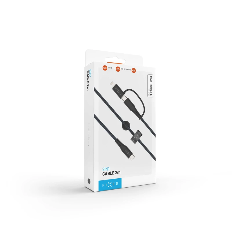 FIXED 2in1 Combo 60W USB-C/Lightning kabel 2m Sort - 8017608