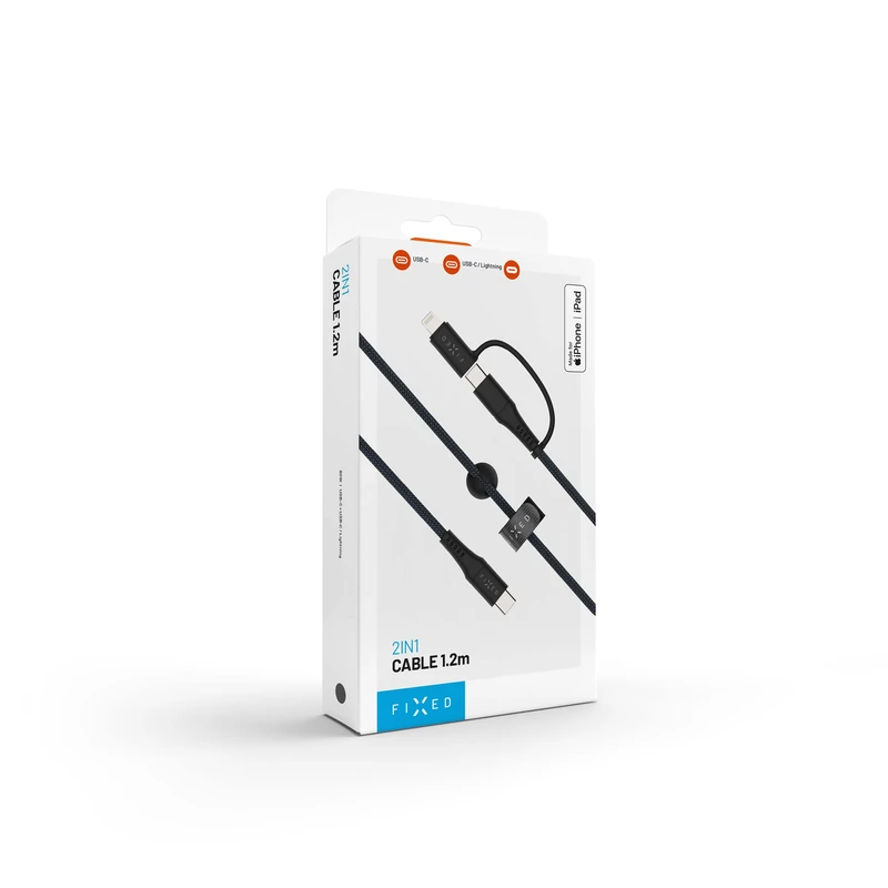 FIXED 2in1 Combo 60W USB-C/Lightning kabel 1.2m Sort - 8017693