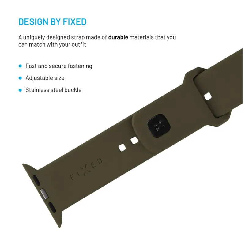 FIXED Sporty Silikone rem SET til Apple Watch 38/40/41mm Oliven - 8017701