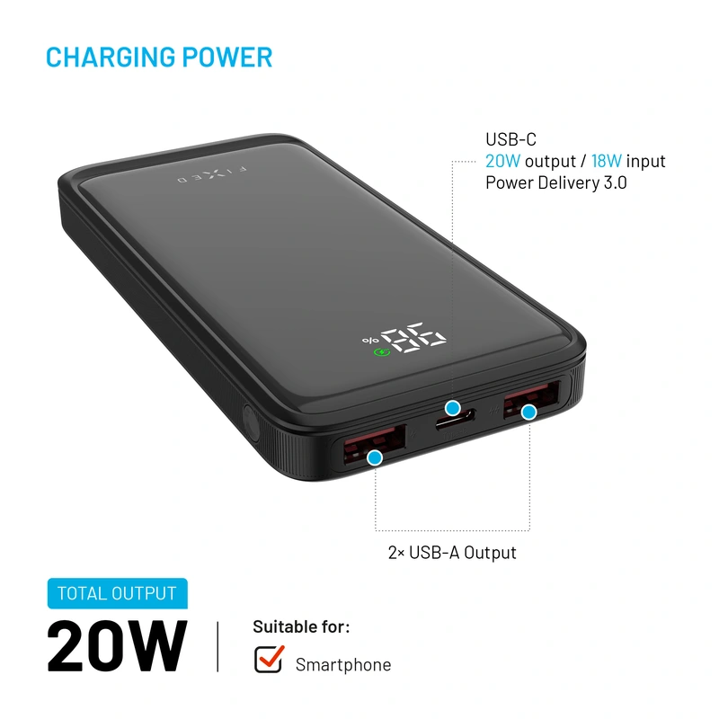 FIXED Zen2 10 USB-C PD 20W Power Bank 10.000 mAh Sort - 8017796