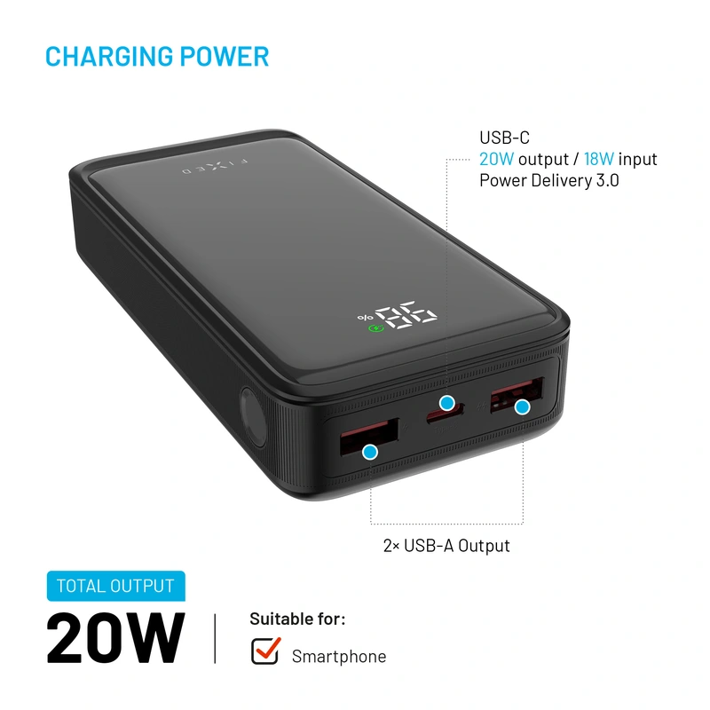 FIXED Zen2 20 USB-C PD 20W Power Bank 20.000 mAh Sort - 8017797