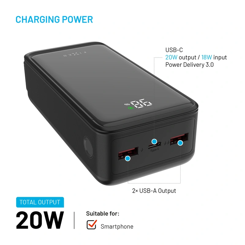 FIXED Zen2 30 USB-C PD 20W Power Bank 30.000 mAh Sort - 8017798