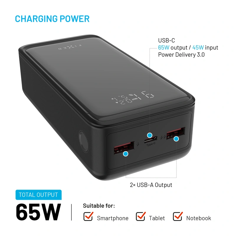 FIXED Zen2 30 Plus USB-C 65W Power Bank 30.000 mAh Sort - 8017799