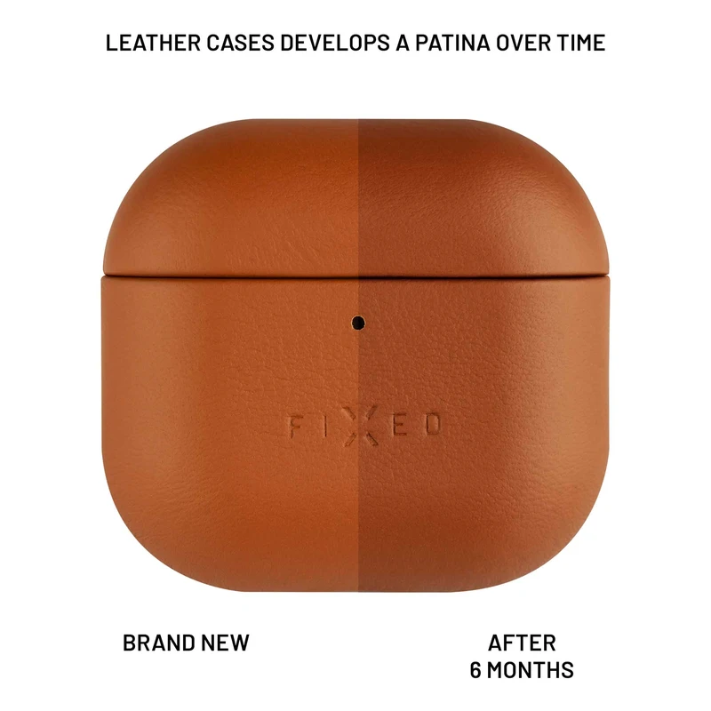 FIXED Ægte læder etui til Airpods 4/4 ANC Brun - 8017976