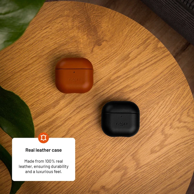 FIXED Ægte læder etui til Airpods 4/4 ANC Brun - 8017976