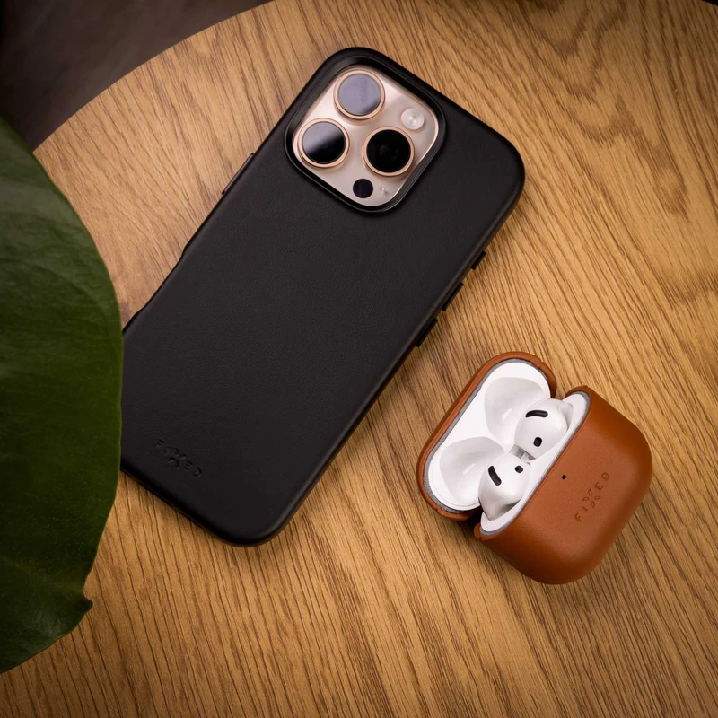 FIXED Ægte læder etui til Airpods 4/4 ANC Brun - 8017976