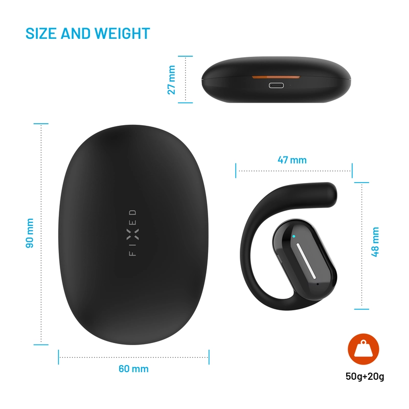 FIXED Nods trådløst headset IPX5 BT5.3 sort - 8017977