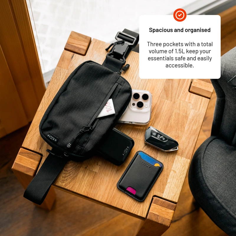 FIXED Taljetaske med lommer Camino Belt Sort - 8018000