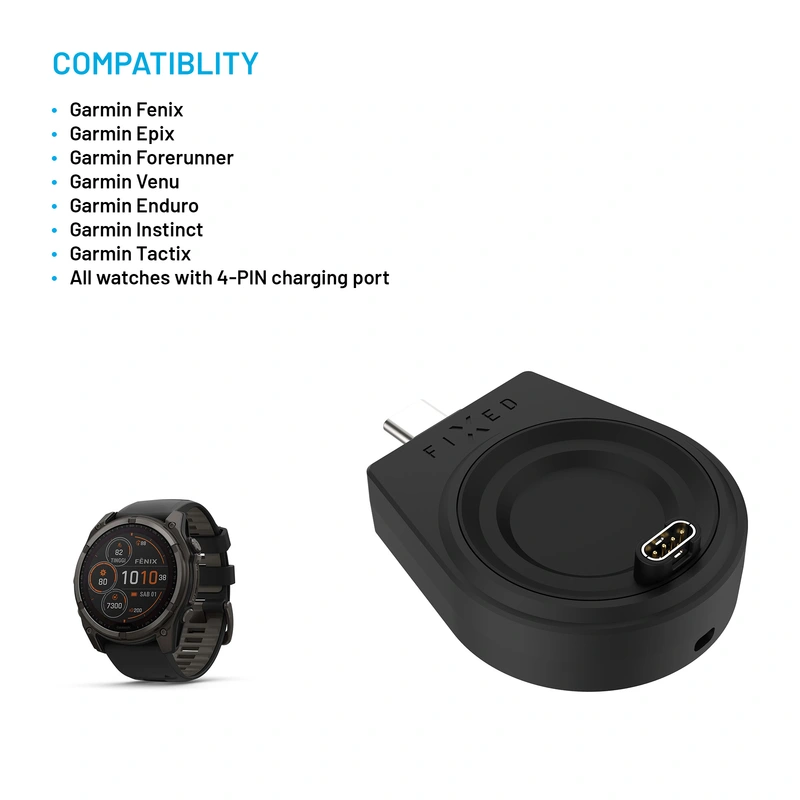FIXED Trådløs USB-C oplader til Garmin Watch Sort - 8018108