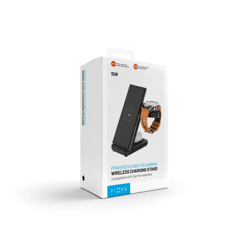 FIXED 3in1 trådløs opladningsstation til Garmin Sort - 8018109