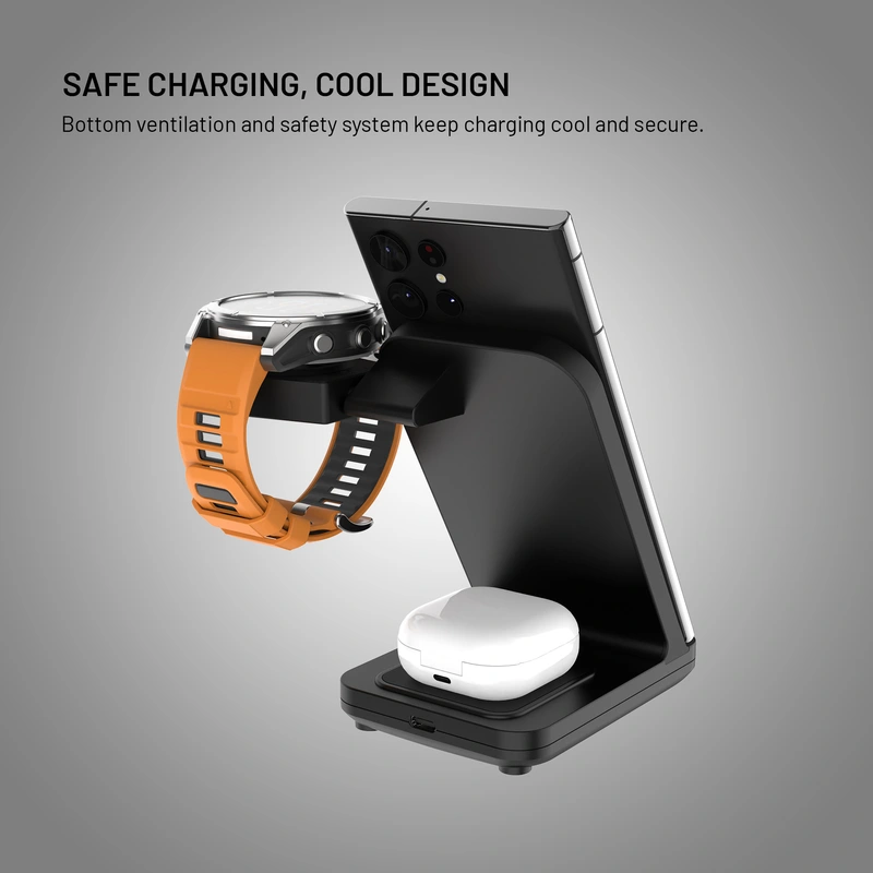 FIXED 3in1 trådløs opladningsstation til Garmin Sort - 8018109