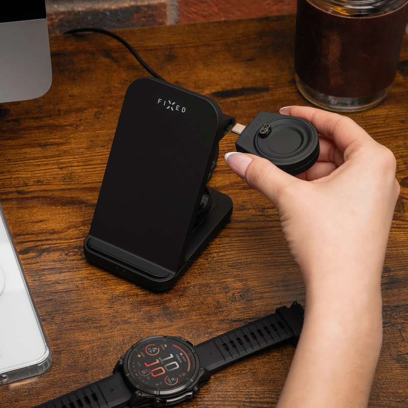 FIXED 3in1 trådløs opladningsstation til Garmin Sort - 8018109