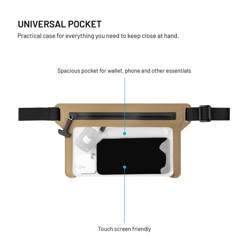 FIXED DRY BELT Vandtæt Smartphone-bæltetaske Khaki - 8018138