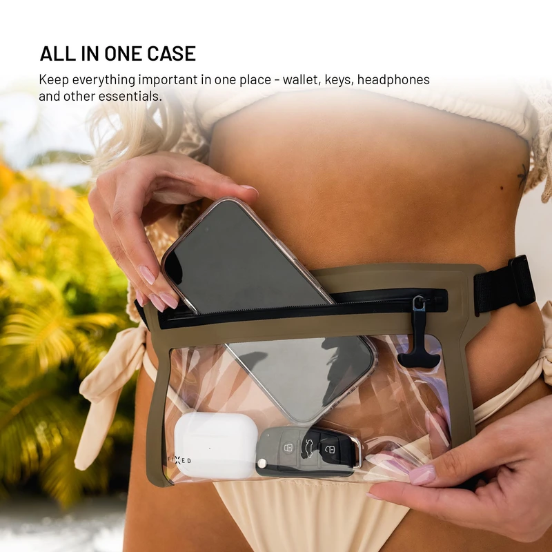 FIXED DRY BELT Vandtæt Smartphone-bæltetaske Khaki - 8018138