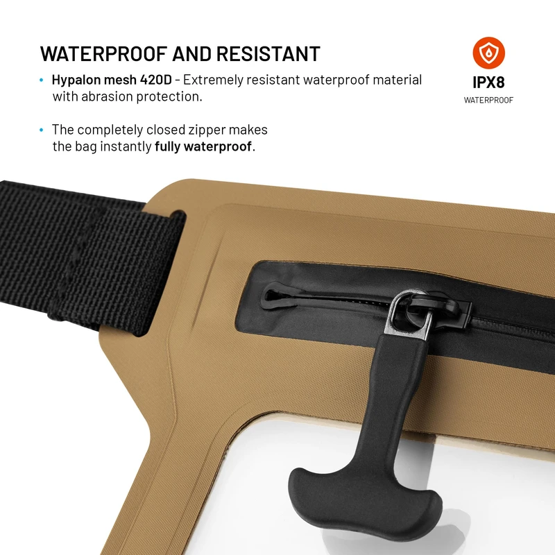 FIXED DRY BELT Vandtæt Smartphone-bæltetaske Khaki - 8018138
