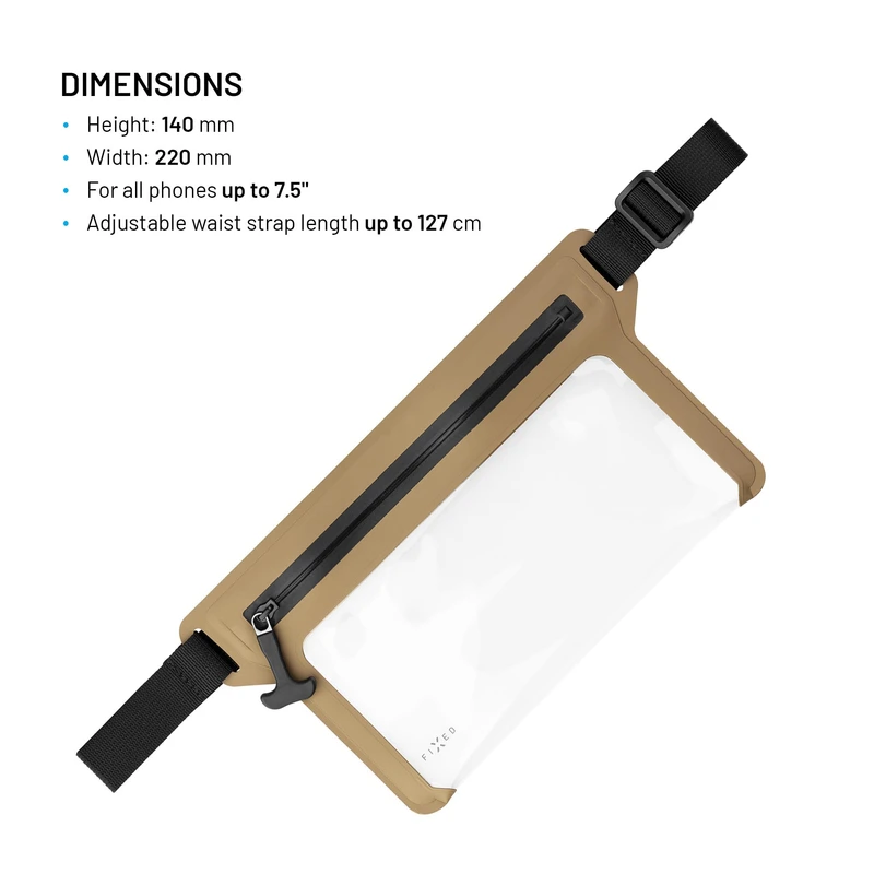 FIXED DRY BELT Vandtæt Smartphone-bæltetaske Khaki - 8018138