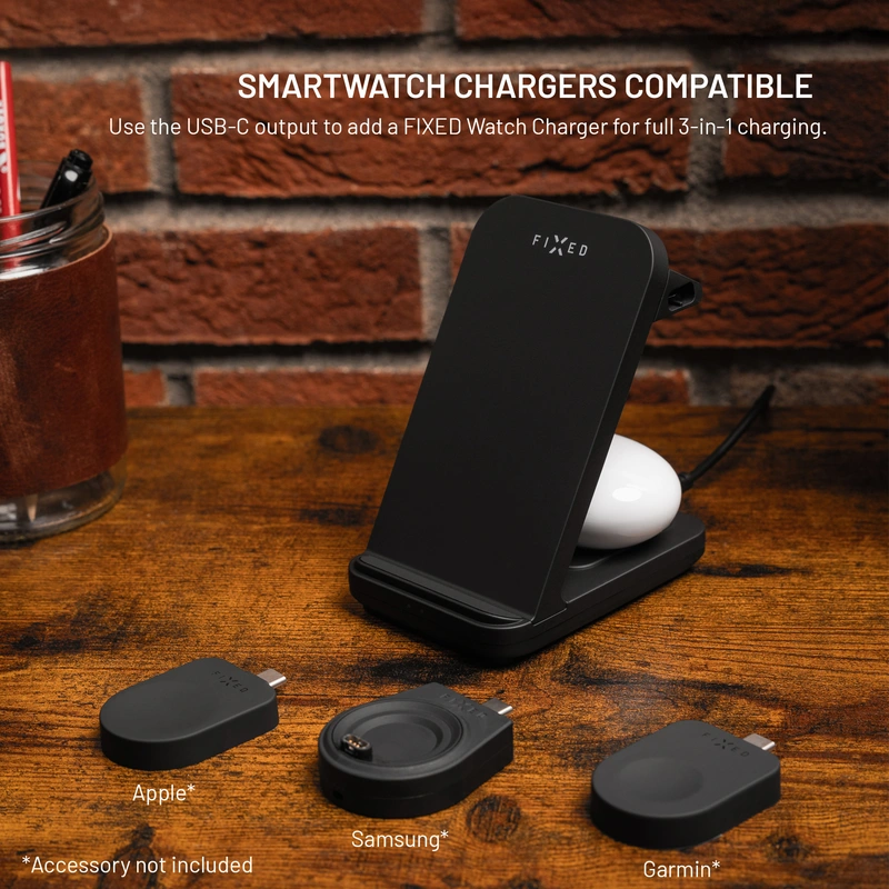 FIXED 2in1 Universal trådløs opladningsstation Sort - 8018207