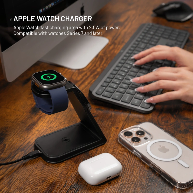 FIXED 3in1 Mag ALU Qi2 trådløs opladningsstation Sort - 8018212