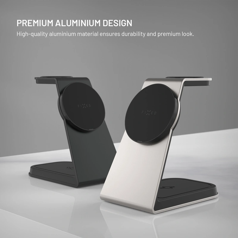 FIXED 3in1 Mag ALU Qi2 trådløs opladningsstation Titanium - 8018213