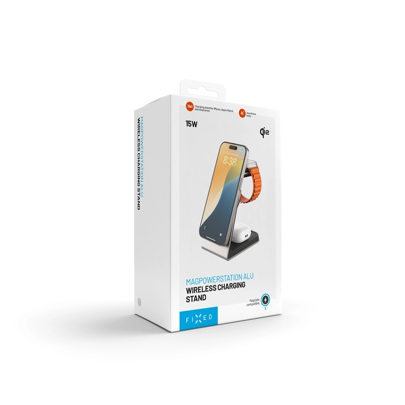 FIXED 3in1 Mag ALU Qi2 trådløs opladningsstation Titanium - 8018213