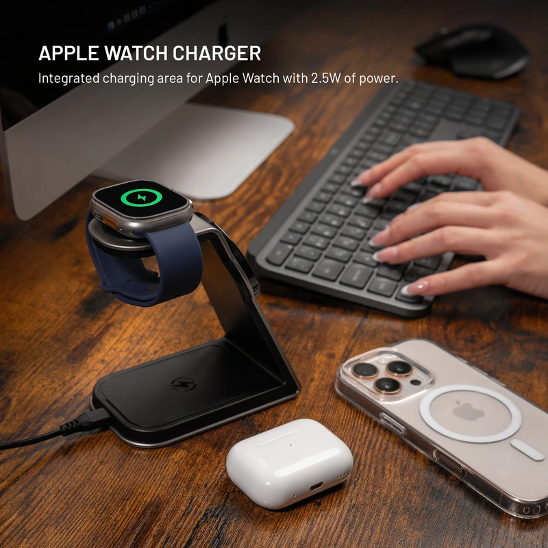 FIXED 3in1 Mag ALU Qi2 trådløs opladningsstation Titanium - 8018213