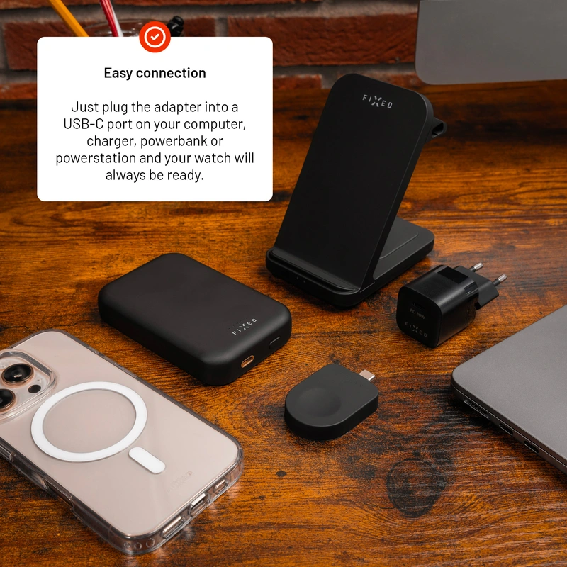 FIXED Trådløs USB-C oplader til Apple Watch Sort - 8018214