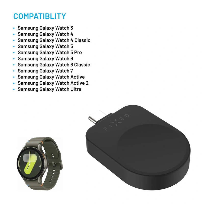 FIXED Trådløs USB-C oplader til Samsung Watch Sort - 8018215