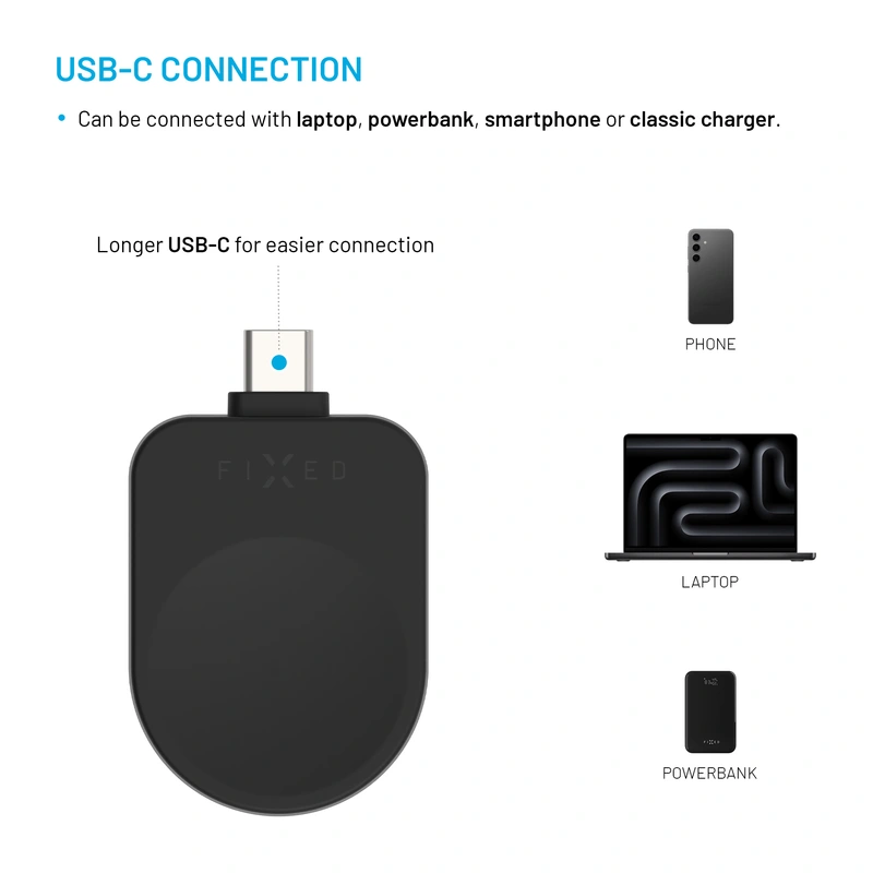 FIXED Trådløs USB-C oplader til Samsung Watch Sort - 8018215