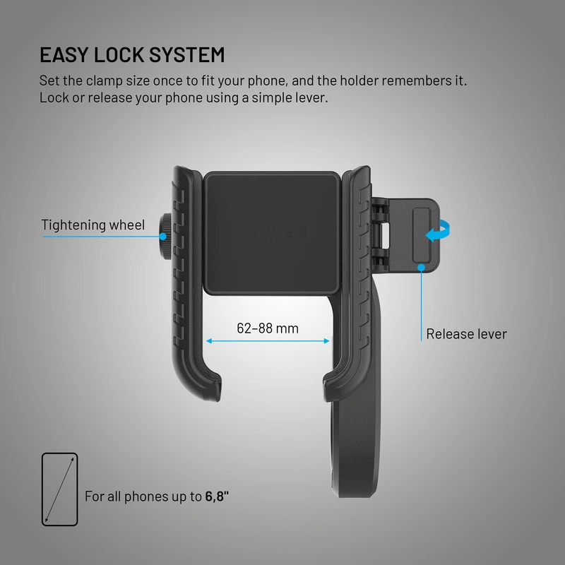 FIXED Bikee Plus Vista Smart Lock Telefonholder til Cykel Sort - 8018226