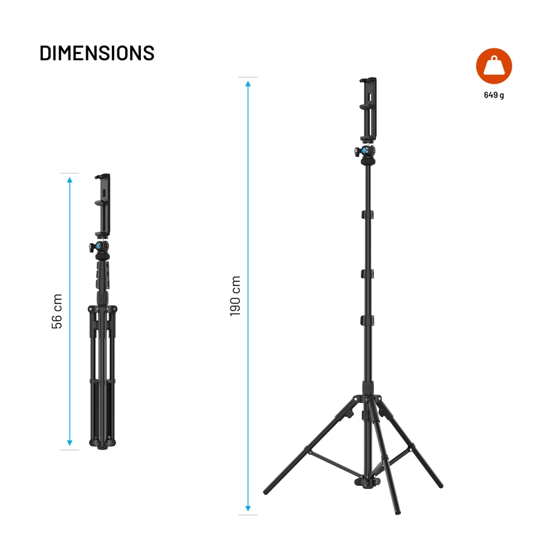 FIXED Creator Tripod-stativ ekstra lang op til 190 cm sort - 8018227
