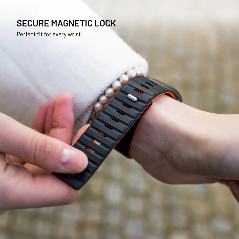 FIXED Mag Silikone rem til Apple Watch 42/44/45/46/49mm Sort - 8018298