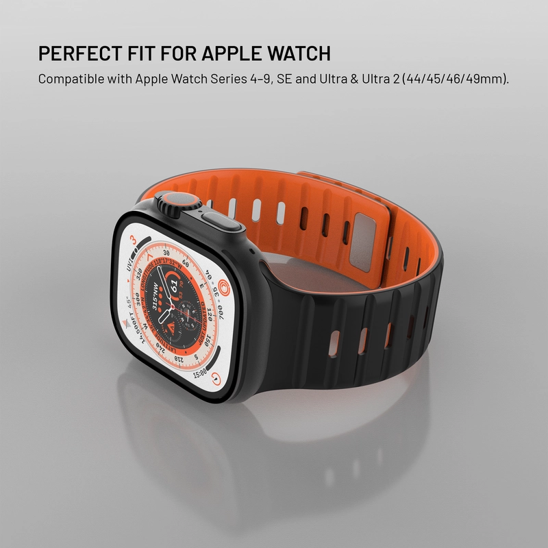 FIXED Mag Silikone rem til Apple Watch 42/44/45/46/49mm Sort - 8018298
